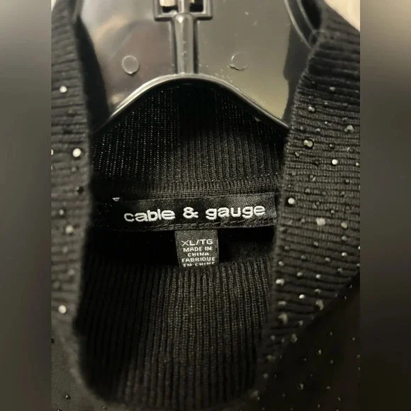 Cable & Gauge sleeveless mock turtleneck XL Black Knit Sequins - Picture 2 of 3